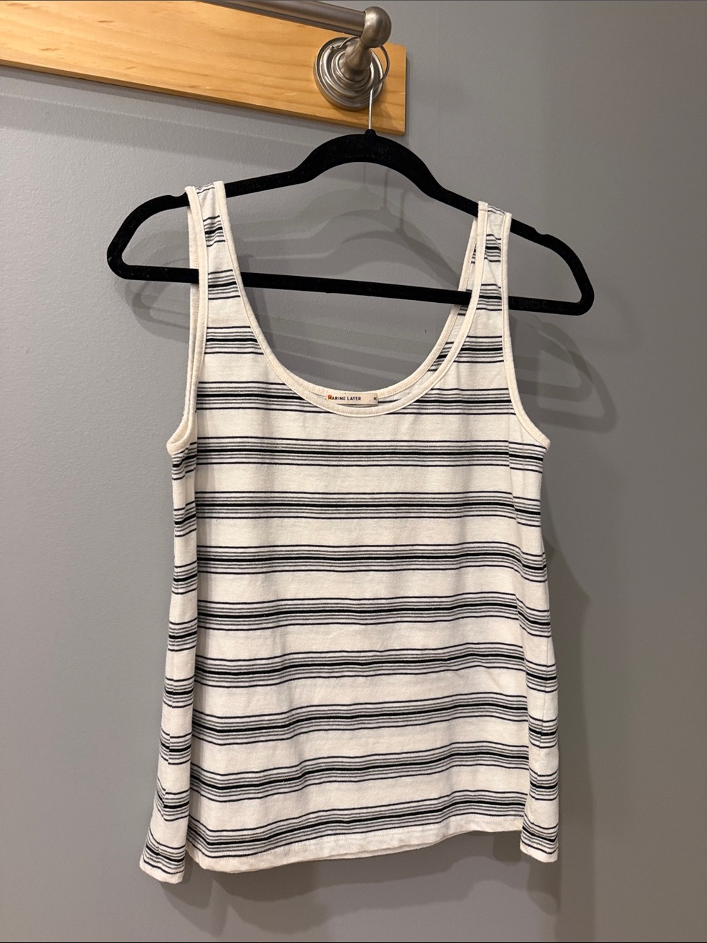 Marine Layer Tank Top with Navy Stripes, M